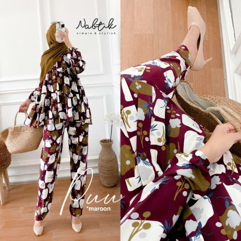 Setelan Wanita Muslim Rayon Setelan Kekinian Puu Set Daily By Nabtik Solo