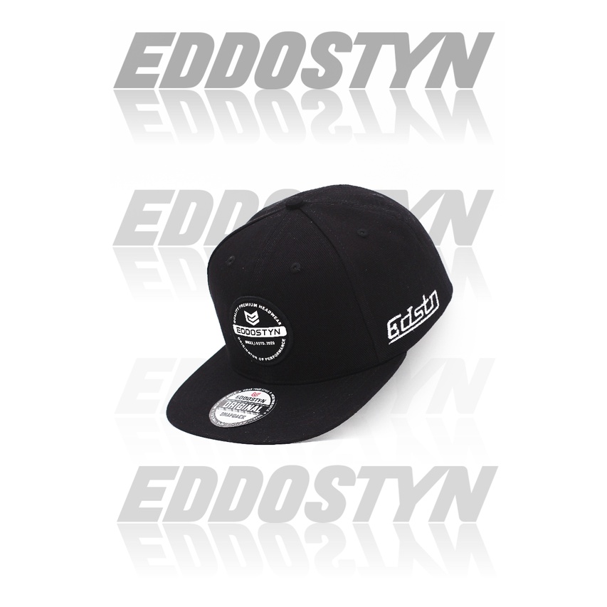 Topi Snapback hip hop Original Distro Premium Pria Dewasa Bordir Eddostyn Black Apl