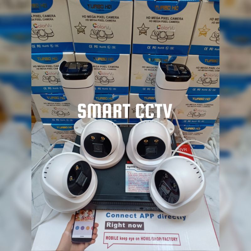 PAKET CCTV 8 CHANNEL 6 CAMERA COLORVU 6MP Full hd Komplit Tinggal Pasang