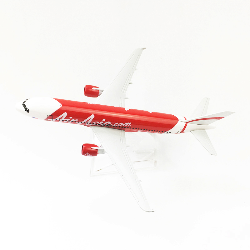 Air Asia A320 Model Pesawat Airbus 320 Bahan Metal Die-cast Warna Merah Putih Ukuran 16CM / 20CM