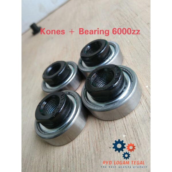 kones bubut + bearing6000 kones bubut Japan Bearing Klaker/Hub Laher As 3/8 Kunci 15 depan belakang