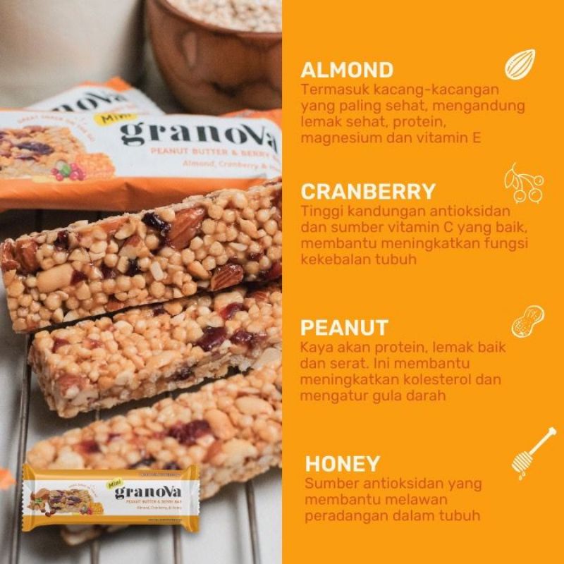 

￼Granola Bar Peanut Butter & Berry by Granova - Snack Anak, Healthy Snack, Halal