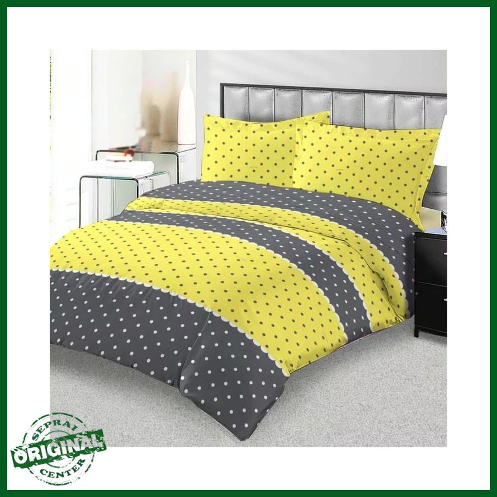 SEPREI LADY ROSE / SPREI LADY ROSE POLKA GREY QUEEN 160 No.2 SEPRAI POLKADOT KUNING PUTIH