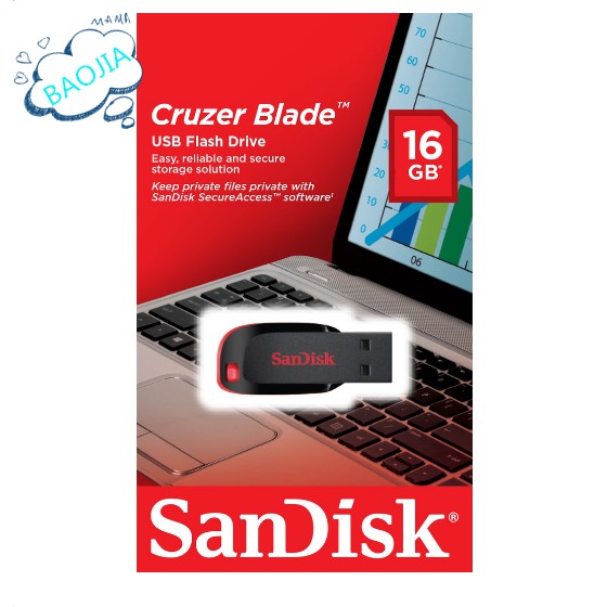 SANDISK Cruzer Blade Flash Disk USB 2.0 16GB 32GB 64GB 8GB 4GB