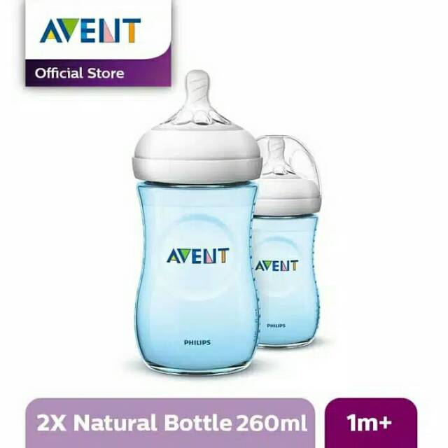 Botol Susu Philips Avent Natural PP 260 Ml Blue Isi 2 Bottle SCF 695/23x2