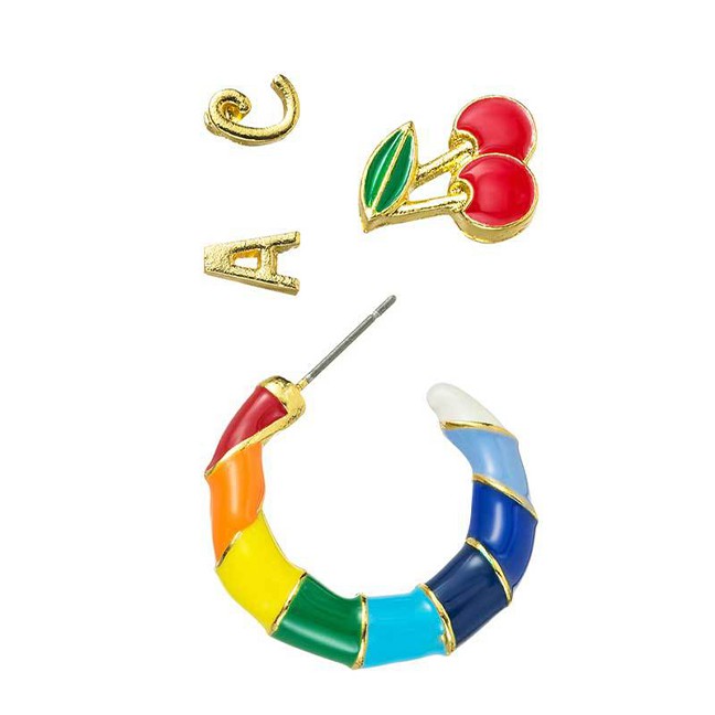 LRC Anting Tusuk Fashion Color Rainbow Stud Earrings Set D07526