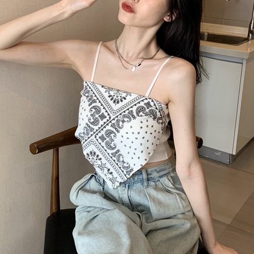 Sexy Midriff Top Irregular Tanktop Atasan Wanita Tanpa Lengan 2060