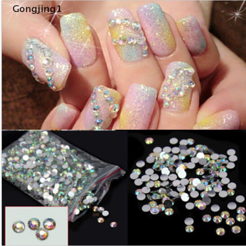 Gongjing1 Lot 1000Pcs Manik Kristal Berlian Imitasi Bulat Flatback 4mm Untuk Dekorasi Nail Art DIY