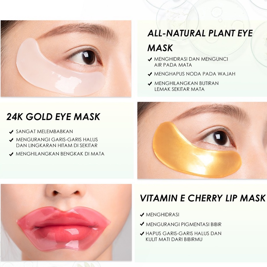 (READY&amp;ORI) Focallure Collagen Crystal 24K Gold Pure Luxury Eye Lip Mask FA-SC01 MASKER MATA BIBIR