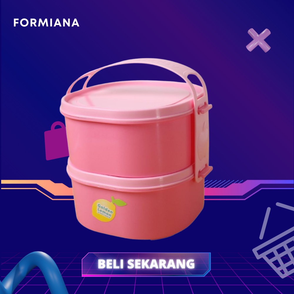 FM - Rantang Piknik Anak Plastik Susun 2 Pink rp 123/2 pi/Rantang