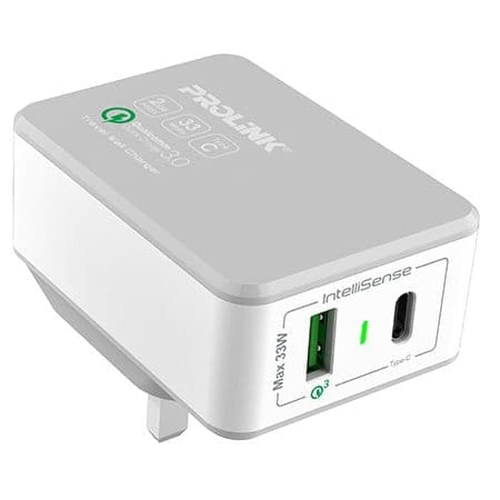 PROLINK PTC23301 33W 2-Port Travel Charger With IntelliSense