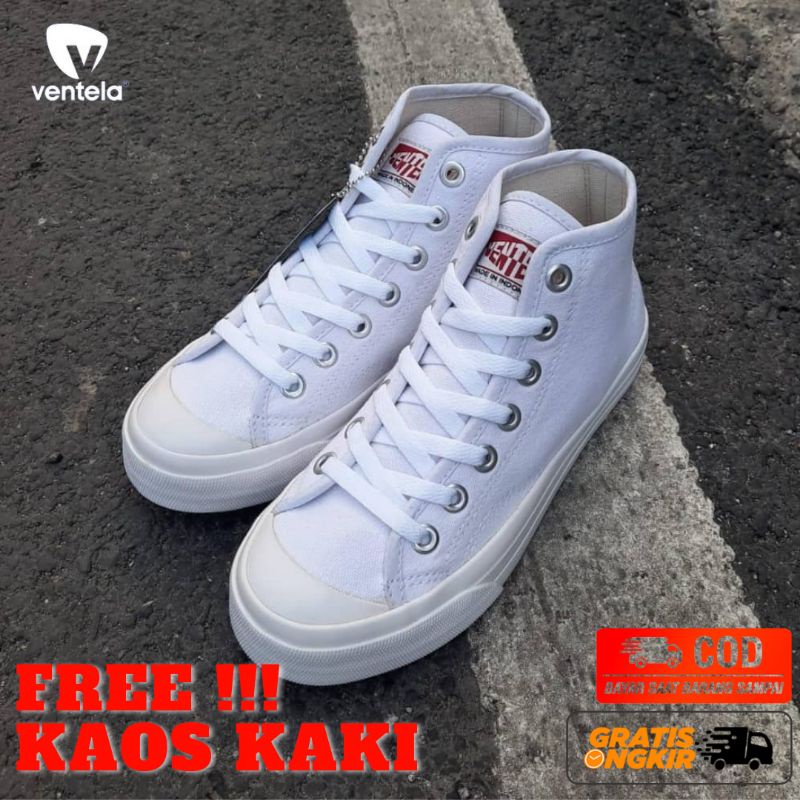SEPATU VENTELA BASIC WHITE HIGH ORIGINAL /SEPATU PRIA WANITA PUTIH CASUAL