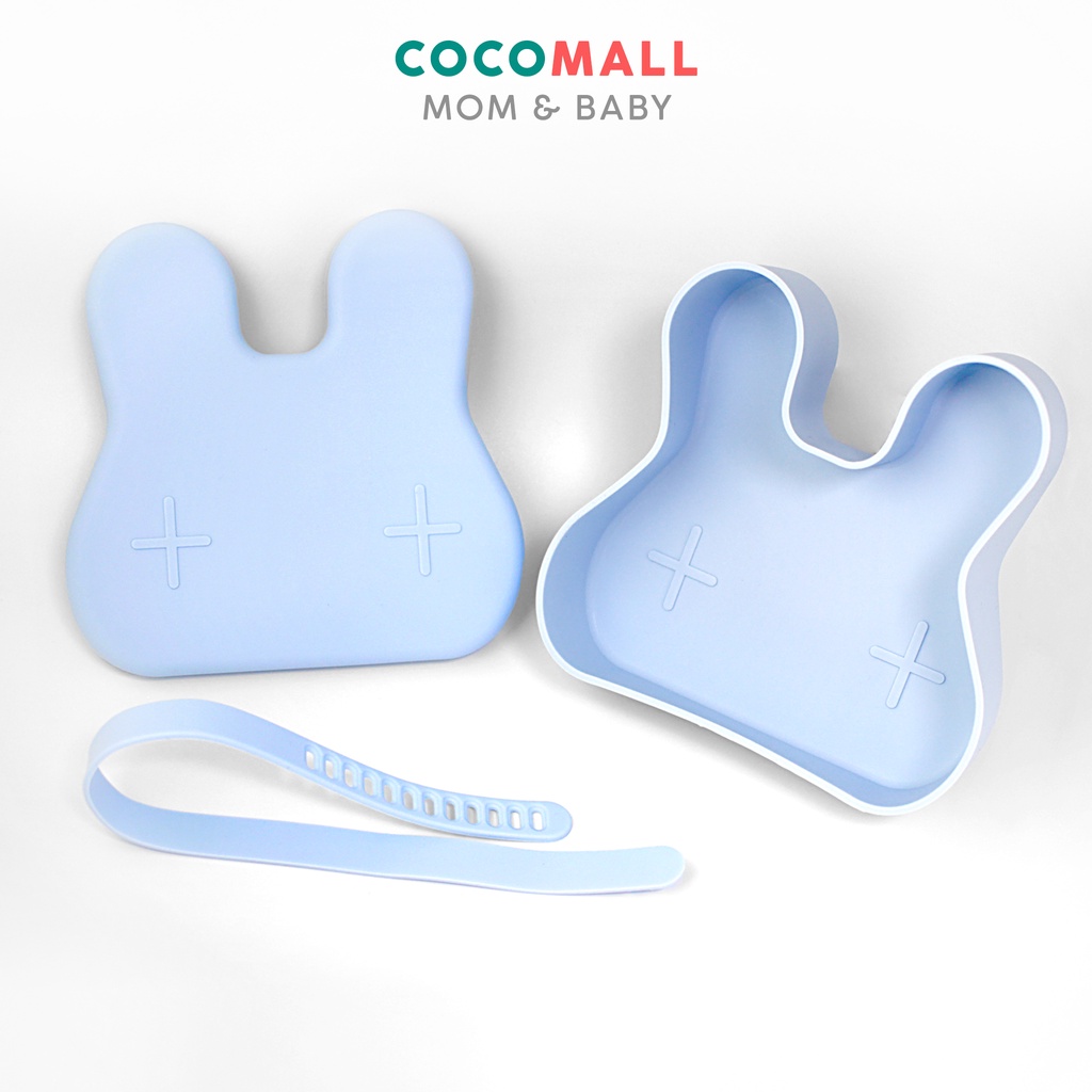 COCOMALL Bunny Silicone Lunch Box with Lid and Band - Kotak Makan Siang Anak dengan Tutup - Tempat Makan Silikon Non Sekat - Wadah Bekal Anak