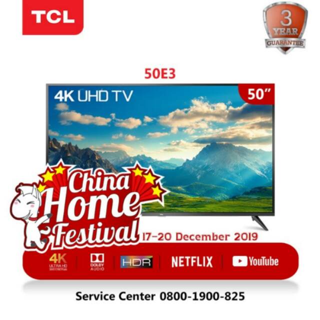 LED SMART TV TCL 50 INCH 50E3 UHD 4K --- FREE BRACKET