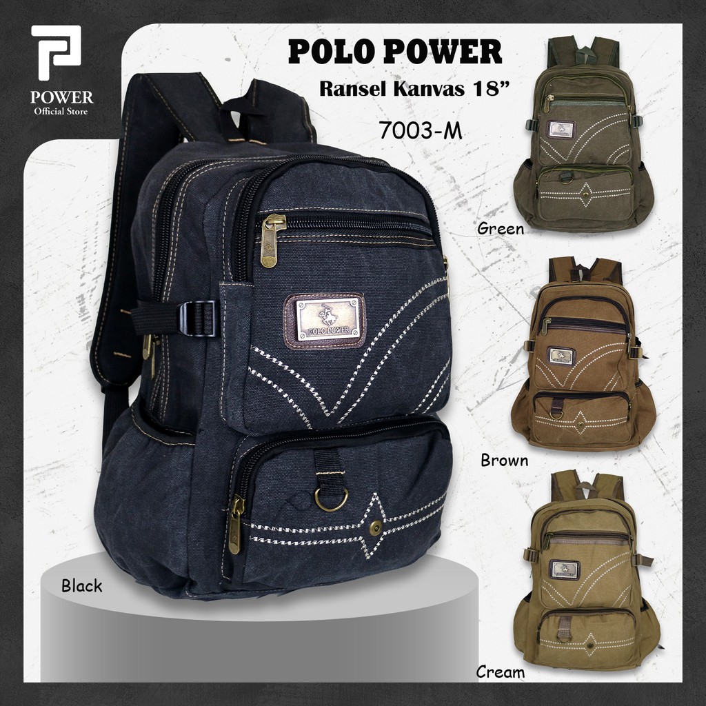 Tas Pria Ransel Kanvas Polo Power Tas Punggung Casual Pria Backpack Canvas Import Tas Polo Original