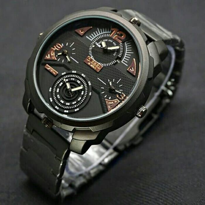 Jam Tangan Pria / Cowok Diesel Four Watch Rantai Full Black