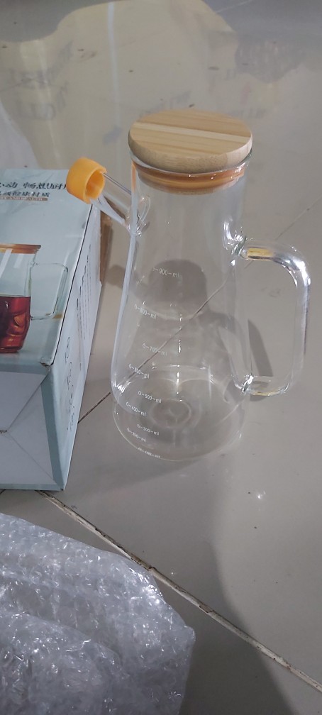Botol Tempat Minyak Teko Teh Tutup Bambu / High Borosilicate Glass Jar With Bamboo Lid Im-016