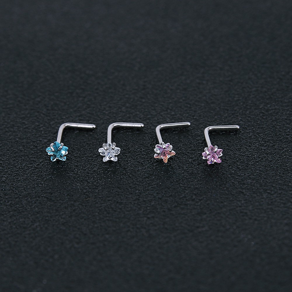 12pcs / Set Anting Tindik Hidung 20g Bahan Stainless Steel 316l Hias Kristal Warna Biru