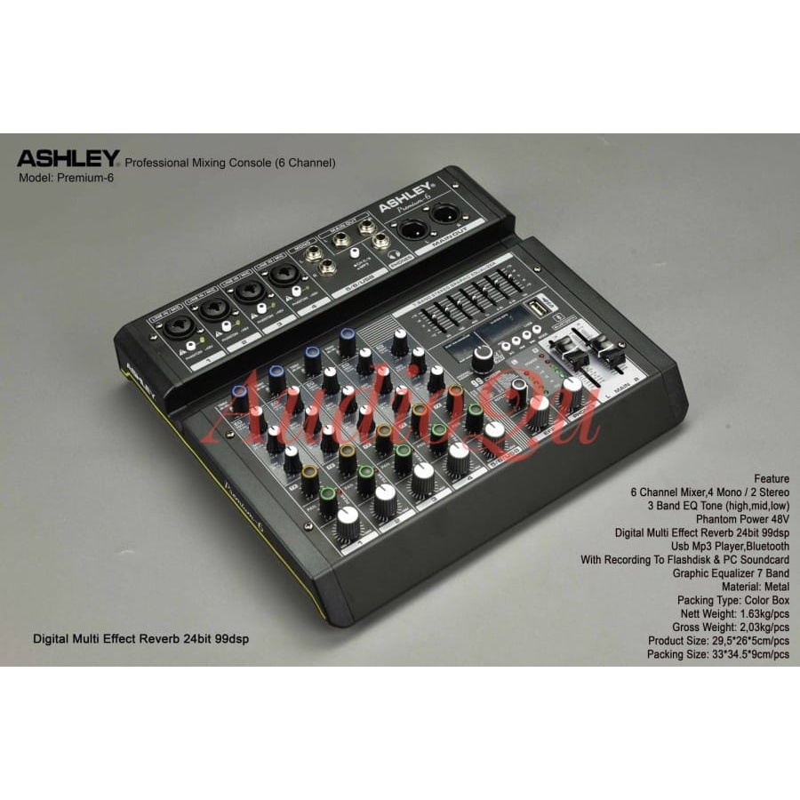 MIXER AUDIO ASHLEY PREMIUM 6 (6CH,USB,BT)ORIGINAL RECORD PREMIUM6