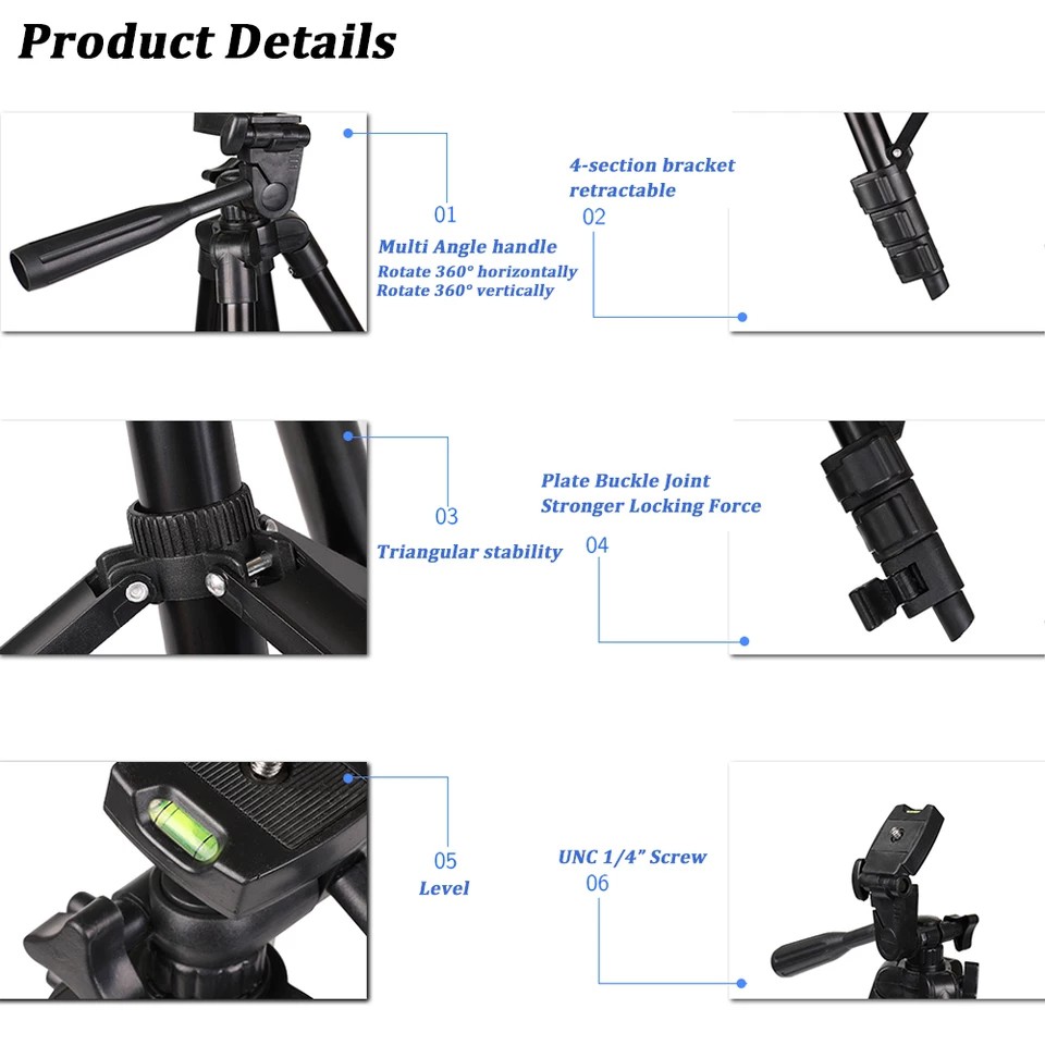 Tripod Hp - Smartphone Tripod Holder 1 Meter Aluminium Hitam 312