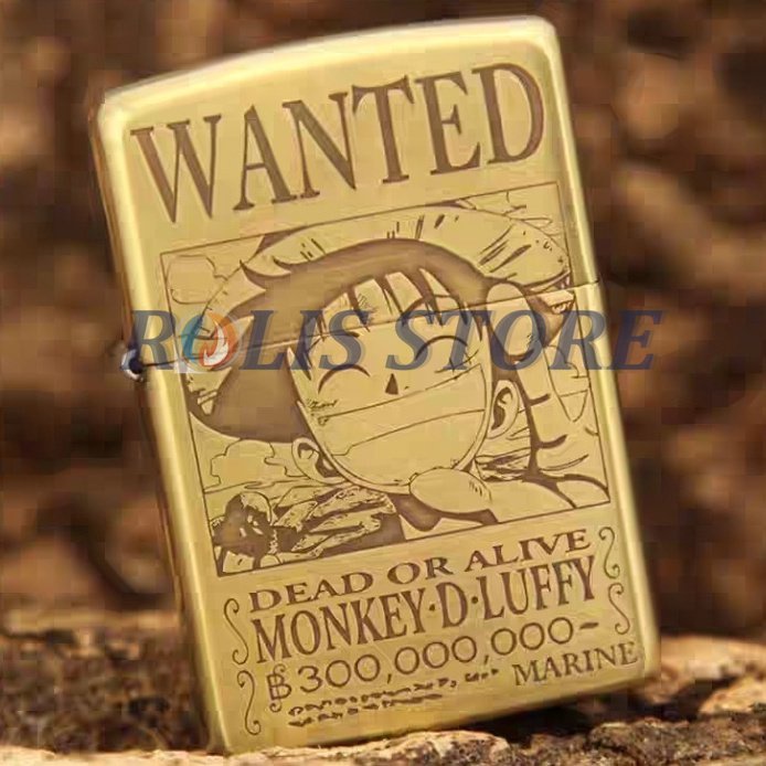 COD- Korek Zippo One Piece Gold Grafir 2 Sisi Special Edition Money D.Luffy Wanted Limited Premium Made In Usa - Free Box