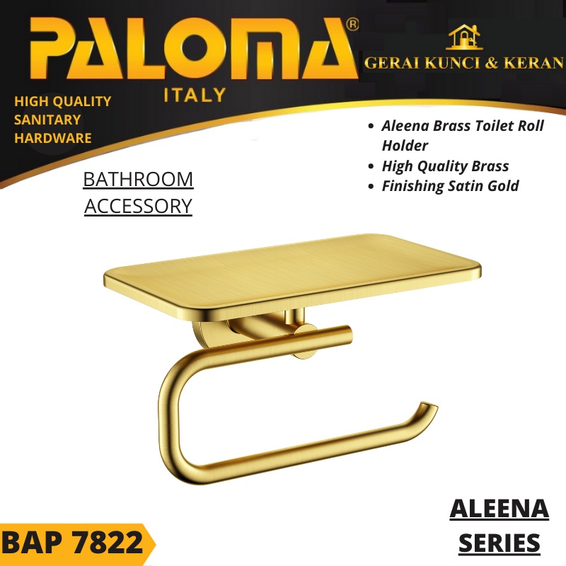 PALOMA BAP 7822 Tempat Tissue Toilet Holder Tisu Gulung Roll WC Mandi SATIN GOLD