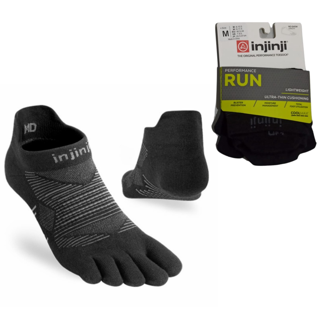 INJINJI PERFORMANCE RUN - NO SHOW - SIZE M - kaos kaki anti blister - NOIR PERFORMRUN