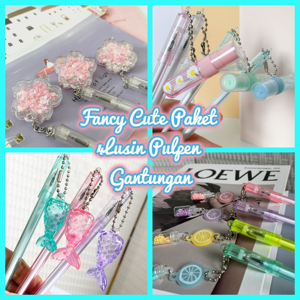 

Ready Paket Cute 4Lusin Pulpen Gantungan Lucu Dengan 4Varian Pen Berbeda Bisa COD