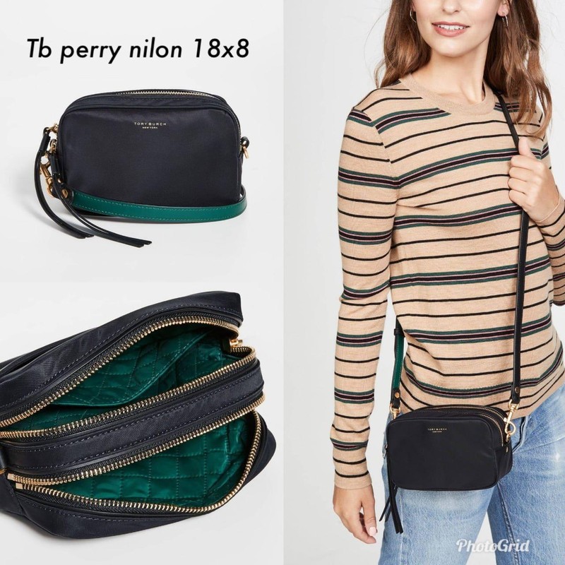 tas tory burch perry mini nylon crossbody black