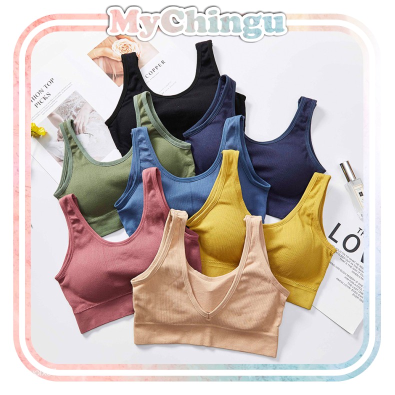 ❀ Chingu ❀ PW098 COD Sport Bra Gym Wanita Push Up Sport Yoga Back V Shaped Vest BH Import Surabaya