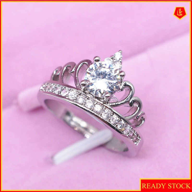 [Ready Stock]Fashion Crown Single Rhinestone Ring