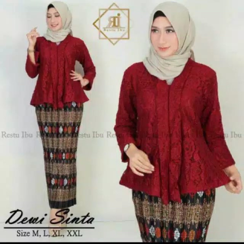 kebaya brokat kutubaru floy polos best seller/floy brukat /kebaya modern