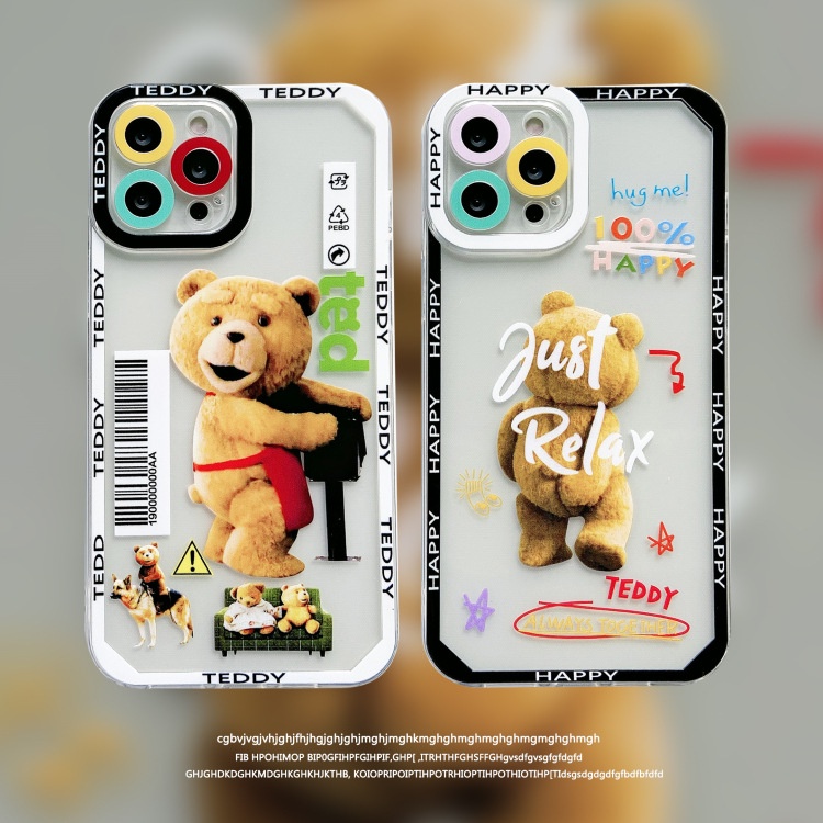 Soft Case Silikon TPU Transparan Motif Beruang Untuk IPhone 12 13 SE2020 6 6S 7 8 Plus X XS XR 11 Pro Max