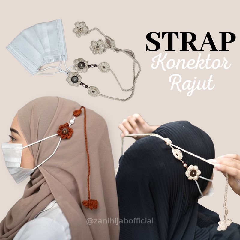 STRAP KONEKTOR MASKER RAJUT 2IN1 / AKSESORIS MASKER HIJAB