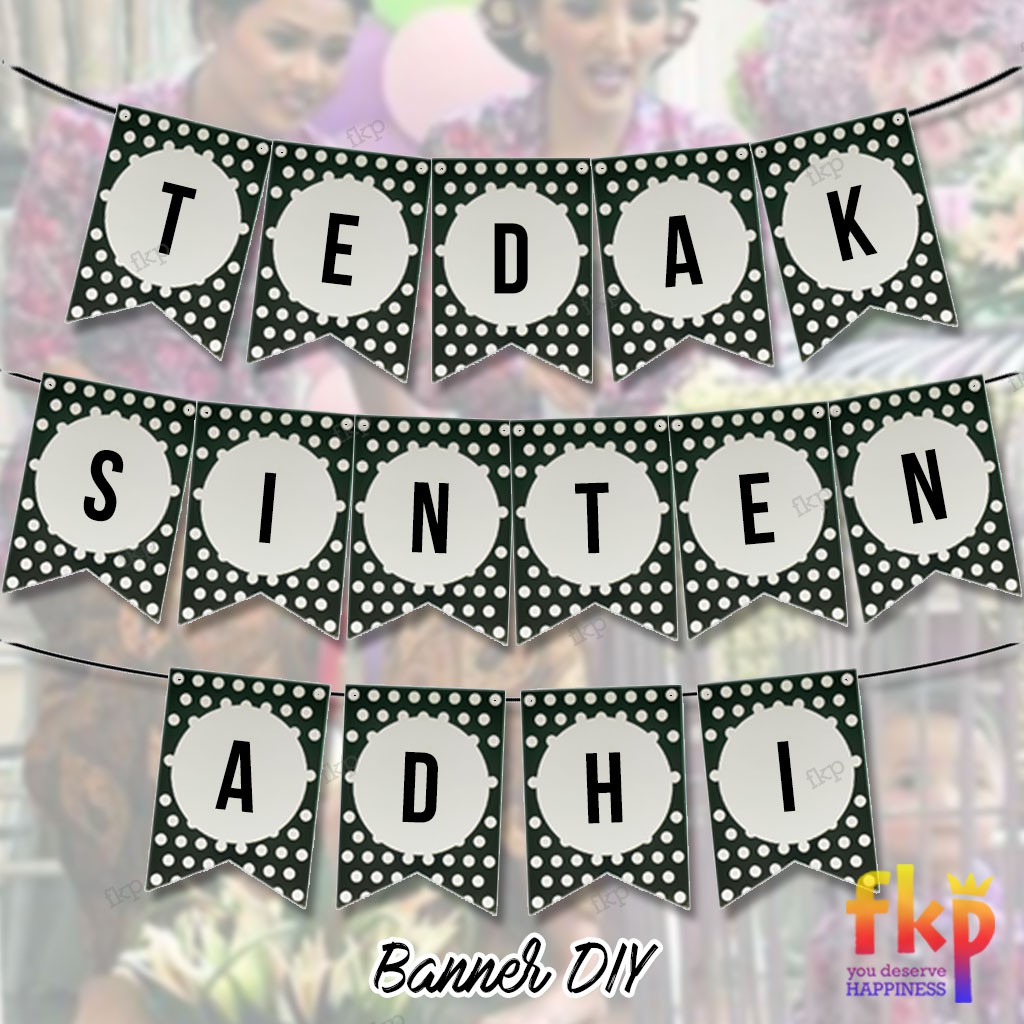 FUN KIDS PARTY - Banner DIY Custom Polkadot Hitam Putih Stiker / Tedak Sinten Tasyakuran Aqiqah