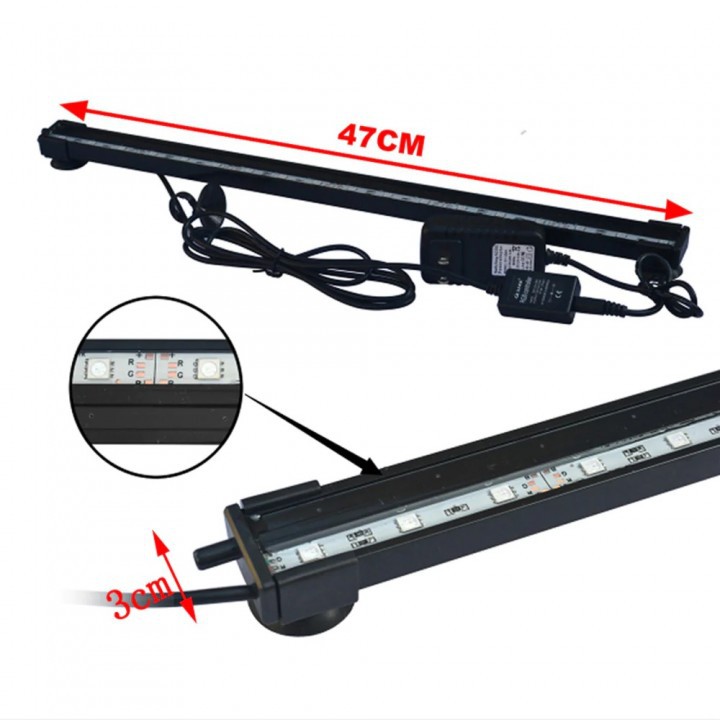 LED Aquarium Submersible Air Bubble Remote Control 47 cm AC 100-240V