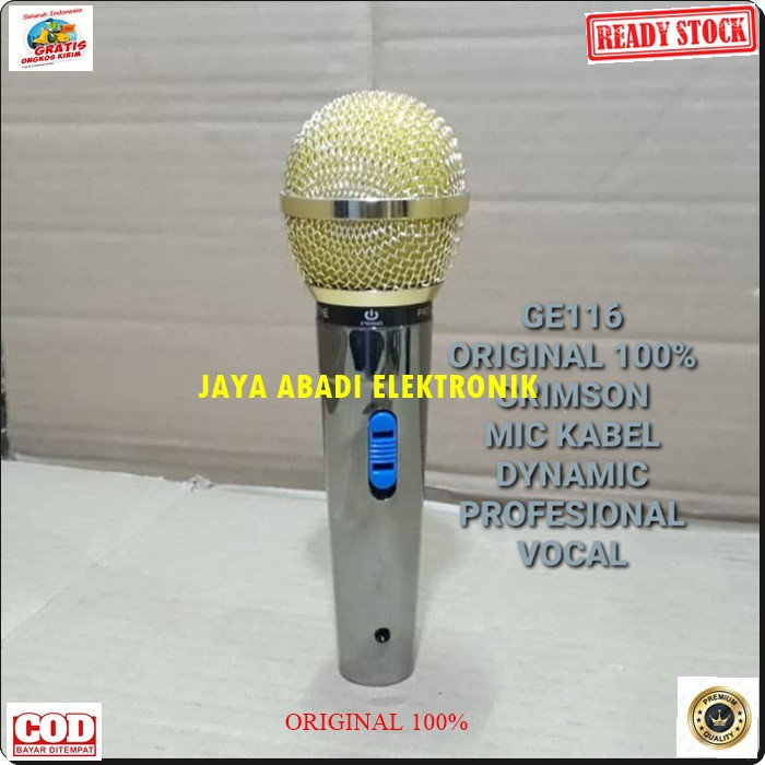 G116 ORIGINAL CRIMSON mic kabel dynamic Microphone cable mik karaoke mikrophone profesional pro musik music audio sound sistem system vokal vocal panggung dj studio G116  BISA DIGUNAKAN KE SEGALA ALAT AUDIO  Bahan besi  DYNAMIC MICROPHONE  Tidak pakai bat