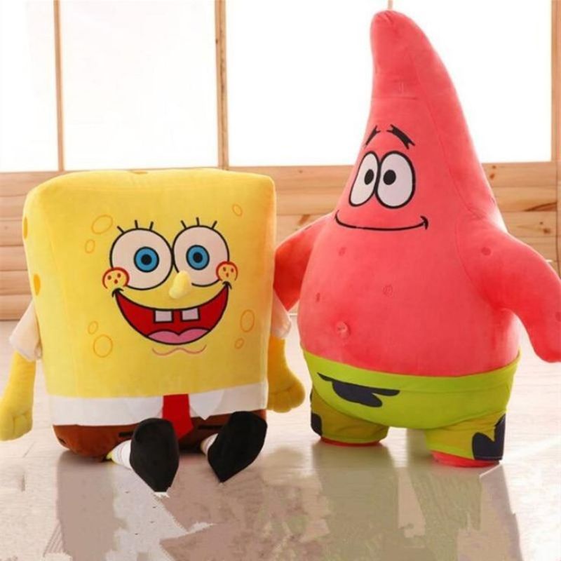 Boneka Spongebob Dan Patrick Star Unofficial/Boneka Patrik/Boneka Petrik Bahan Halus Dan Lembut Cocok Buat Mainan Anak Kesayangan/Gift Box pacar