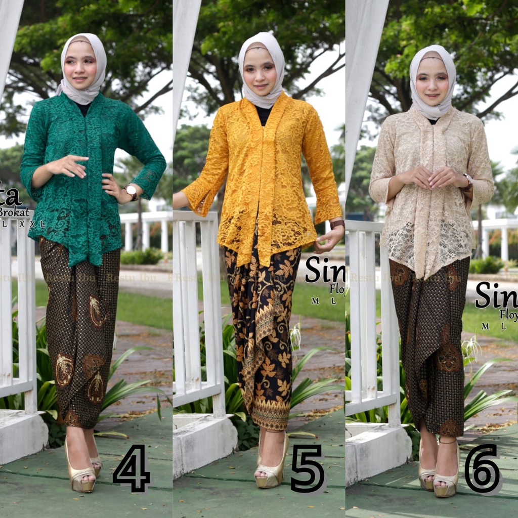 Kebaya Modern Setelan Floy Brukat / Floy Brokat Navy Dan Warna Lainnya