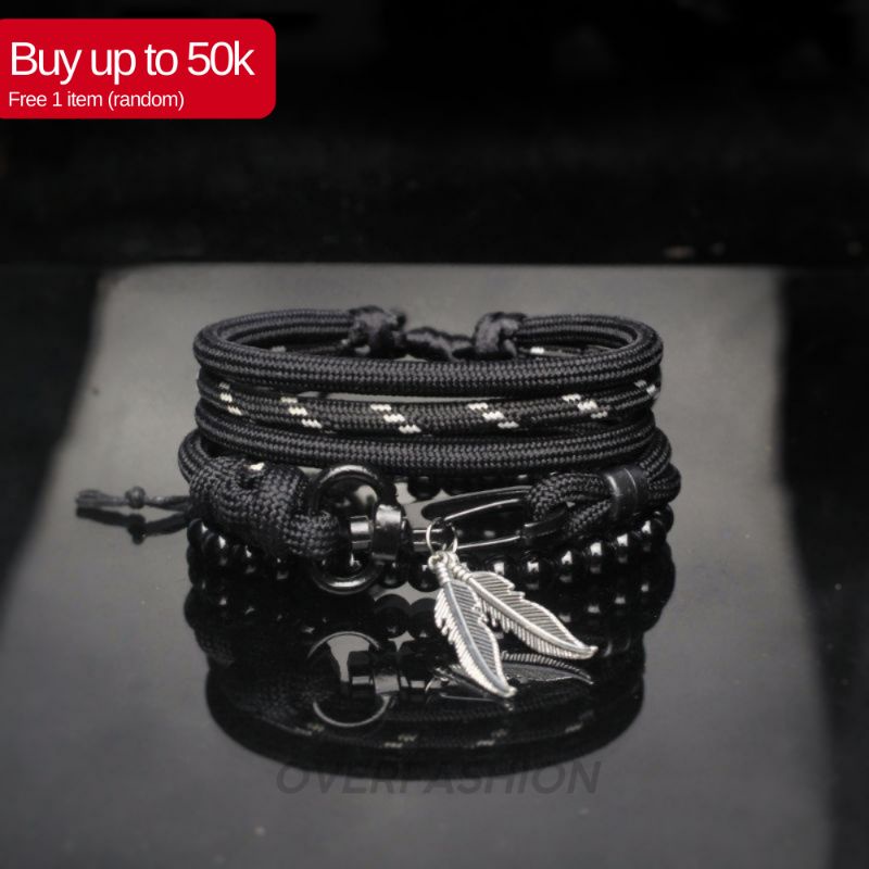gelang pria / gelang prusik / gelang tali / gelang cowok / gelang pengait besi/ gelang set, bracelet