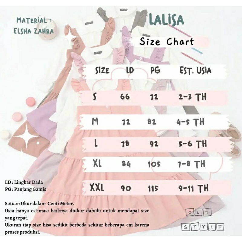 GAMIS MUSLIM ANAK LALISA SERIES  2-11TAHUN