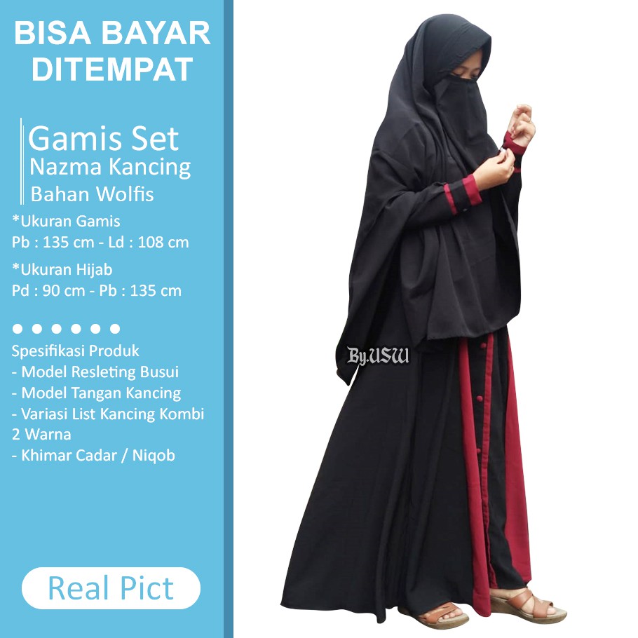 Gamis Set Hijab Gamis Cadar Gamis Set Jilbab Gamis Niqob Set Gamis Syari ( Set Nazma Cadar )