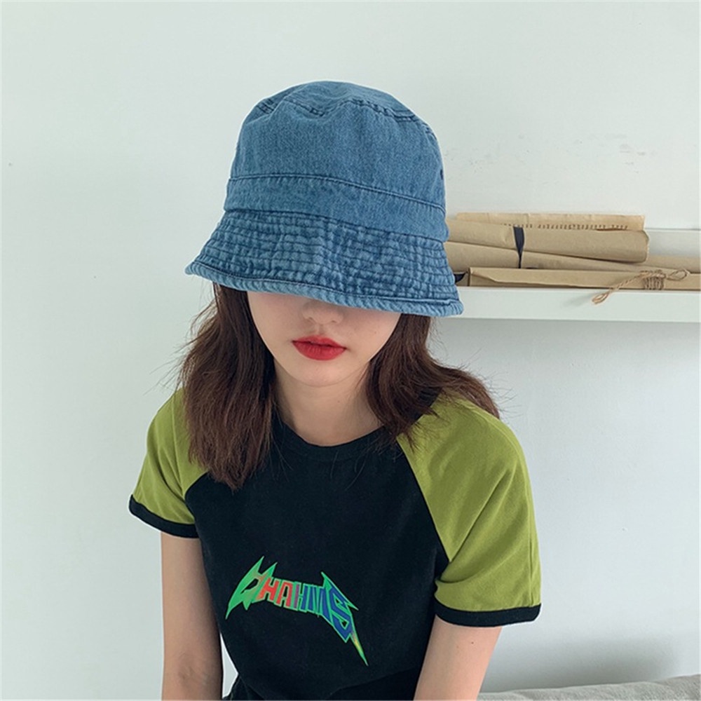 [COD Tangding] Topi Nelayan Koboi Vintage Wanita Gadis Topi Bucket Kasual Serbaguna Aksesoris