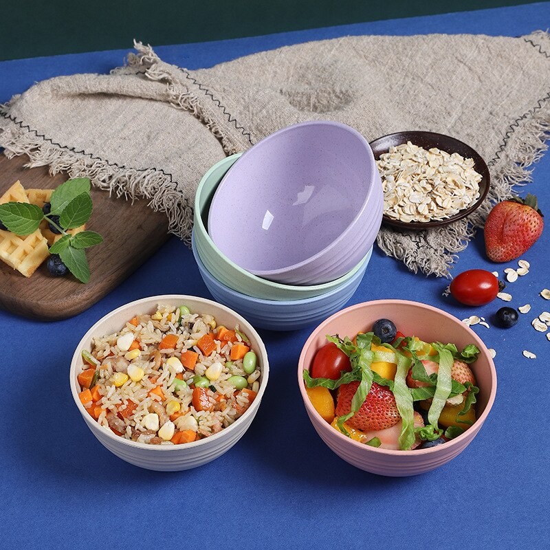 Mangkok Makanan  Sarapan Sereal Mangkuk Wheat Straw Bowl Mangkuk Plastik Microwave