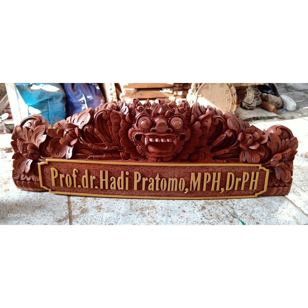 Papan nama Ukiran barong Bali nameplate ukiran handmade hiasan dekorasi