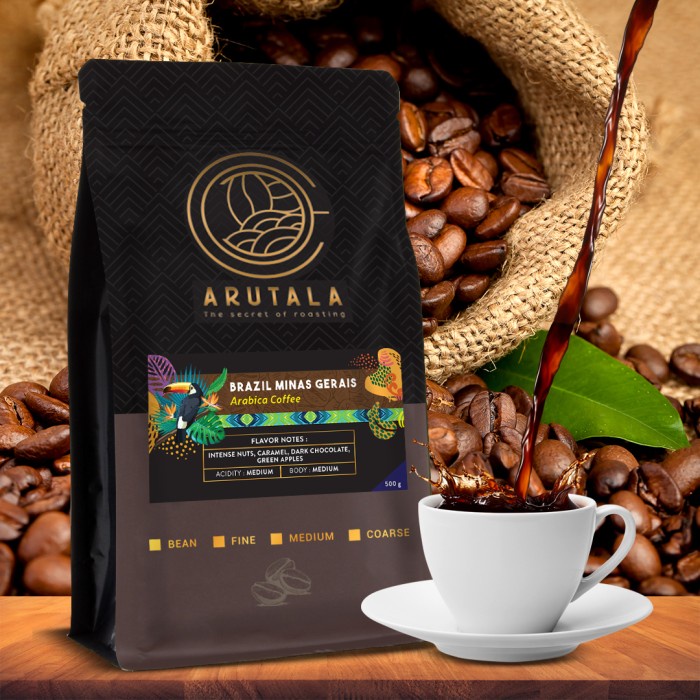 

H2J021 Arutala Kopi Brazil Minas Gerais Arabika 500 Gram - Giling Halus Hyh1Yjj