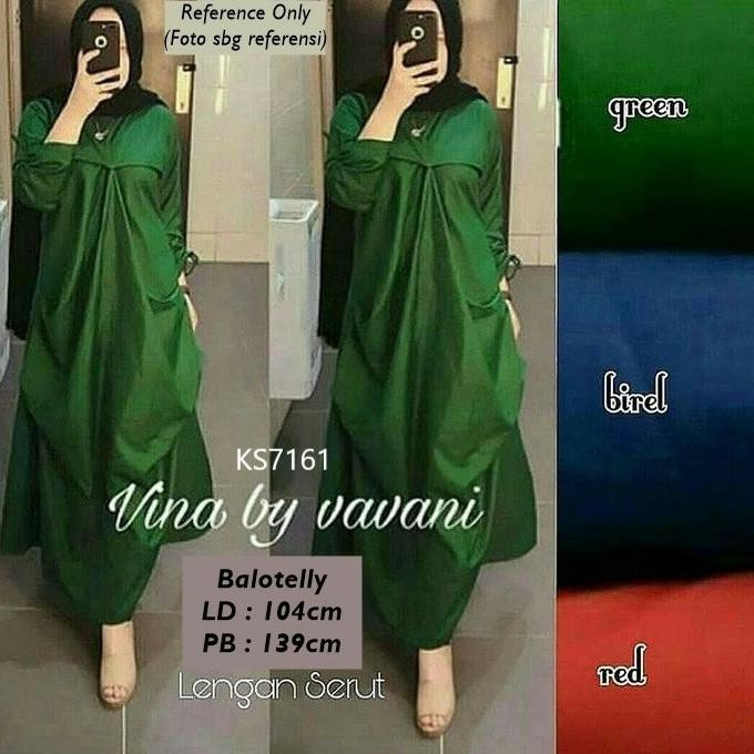 BARU Vina by vavani Balotelli Balotely Blouse Tunic Gamis Baju Muslim - Biru