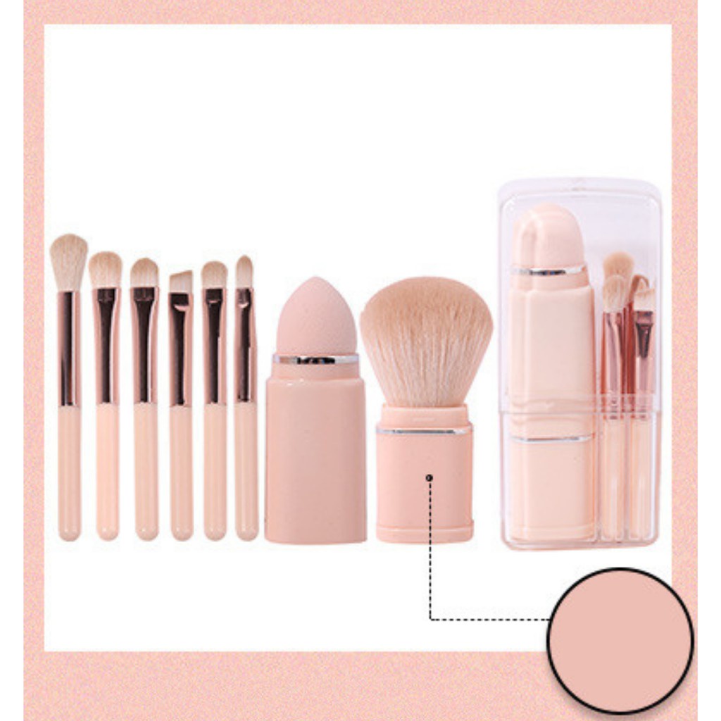 Kuas Brush Make Up Set 8 Pcs Portable Alat Makeup Brush Kosmetik + Kotak Penyimpanan