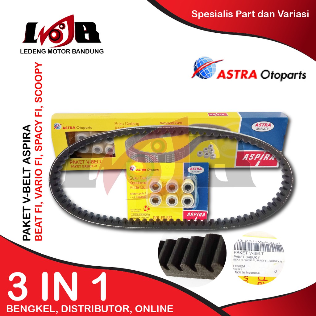 Aspira Paket Vbelt Roller Beat FI Vario FI Scoopy FI  Spacy Fi Vanbelt Motor KZL SET