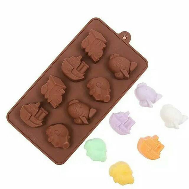 Cetakan coklat puding pesawat kapal transportasi silicone mold